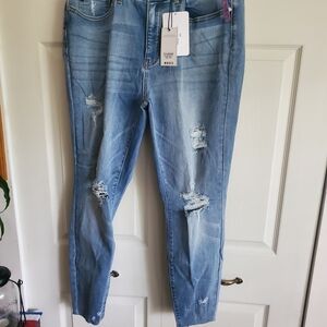 Judy Blue "Casual Cutie" Distressed Light Blue Jeans